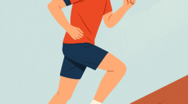 Ilustrasi gambar orang sedang berjalan menanjak